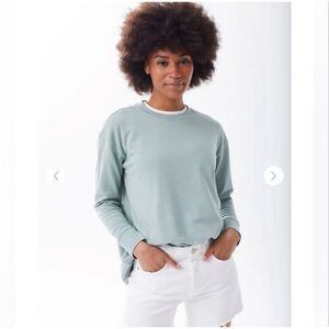 Alice Walk Pima Cotton Modal Knit Pullover Top Sage Green Medium